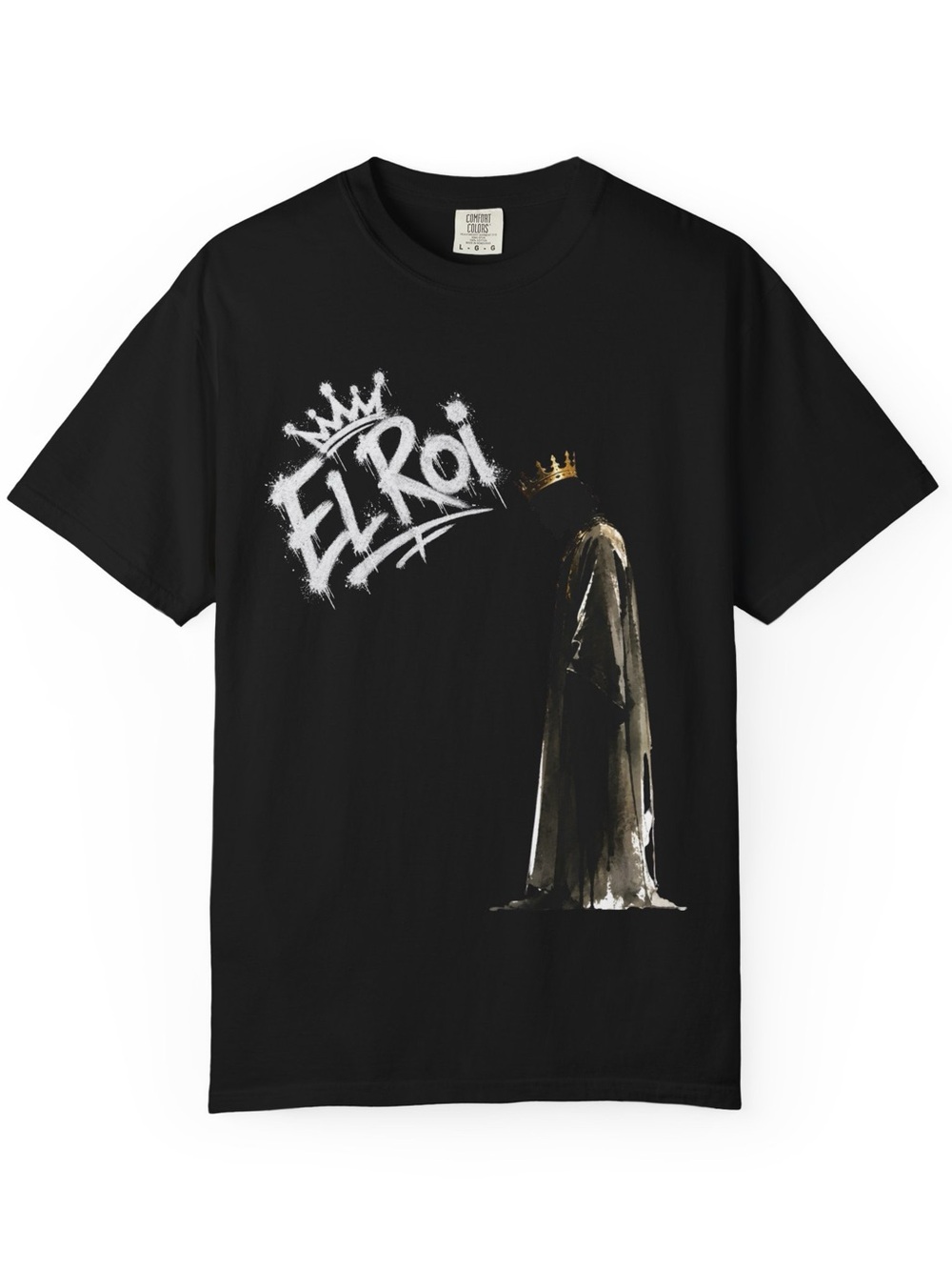 Gildan Black 'El Roi' Graphic Tee with Gold Crown Accent